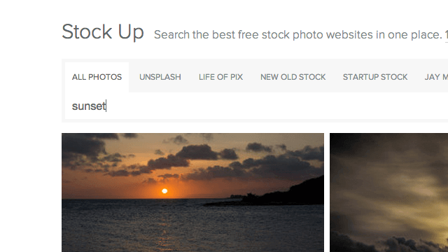 Stock Up 免費圖片搜尋引擎，一次查找 9 個圖庫網站相片