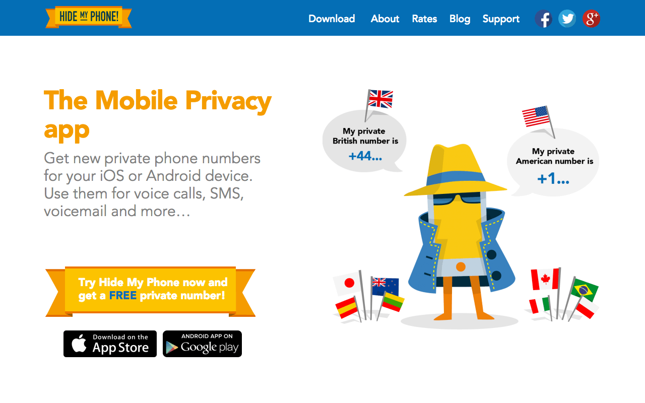 Hide My Phone! 免費產生世界各國臨時手機號碼，保護你的個人隱私資訊