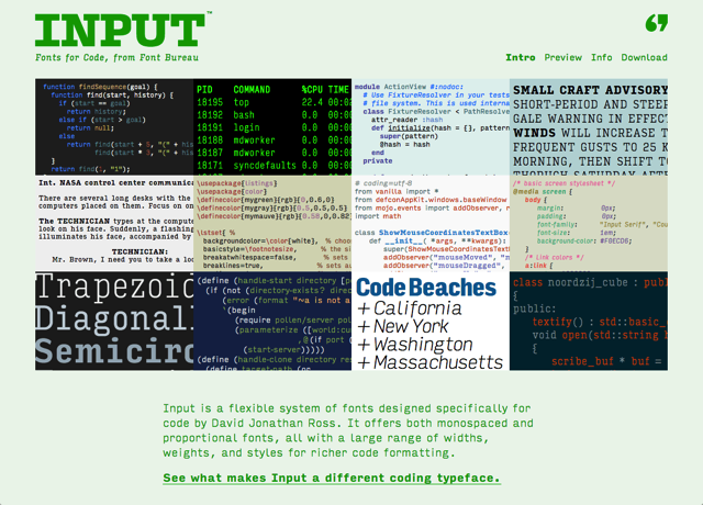 Input Fonts 為編寫程式設計的免費字型組合，更適合長時間大量閱讀