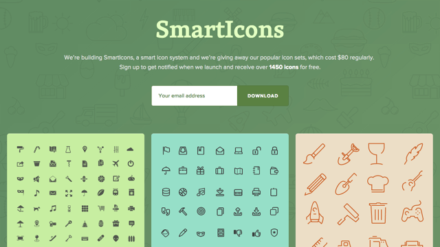 SmartIcons 提供 1,450 個頂級圖示免費下載，內建多種尺寸、SVG 和向量圖