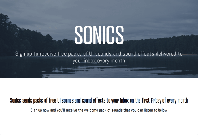 Sonics 免費 UI 音效素材每月更新，訂閱自動寄回你的信箱