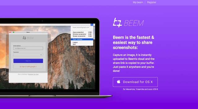 Beem 最快、最簡單的免費螢幕截圖工具，抓圖後自動上傳產生分享鏈結（Mac）
