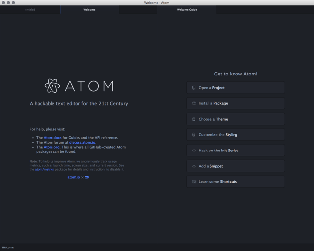 Atom — 由 GitHub 出品的免費、開放原始碼跨平台編輯器（Windows、Mac、Linux）