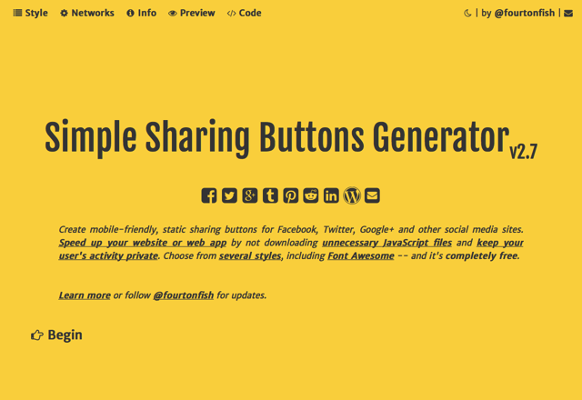 Simple Sharing Buttons Generator 線上快速製作純 HTML + CSS 社群網站分享按鈕