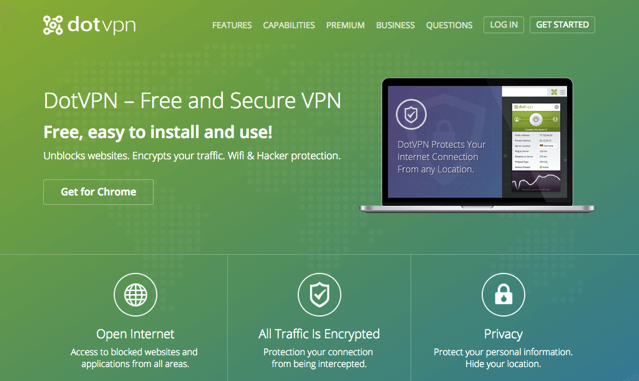 DotVPN 免費安全 VPN 連線工具，支援美國、日本、新加坡等多國連線節點（Chrome、Opera）