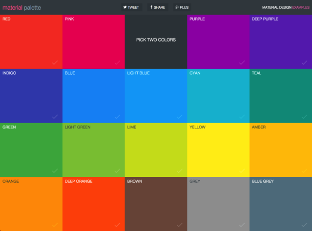 選擇你喜歡的顏色，線上產生 Material Design 風格配色建議