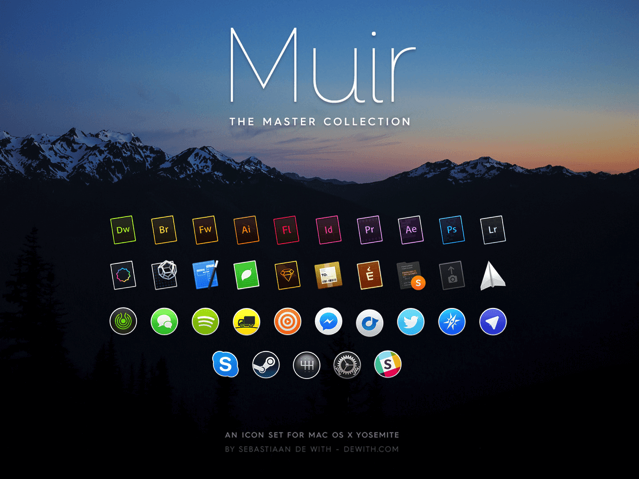 Muir 重新設計符合 Yosemite 風格 Mac 圖示包，Adobe 全系列圖示替換