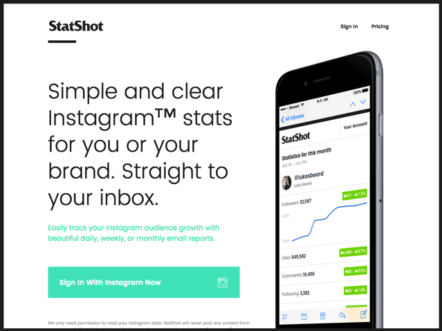 StatShot 追蹤你的 Instagram 粉絲人數等數據變化情形，將統計報告寄回信箱