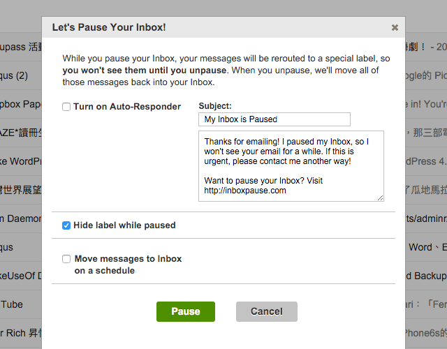 Inbox Pause