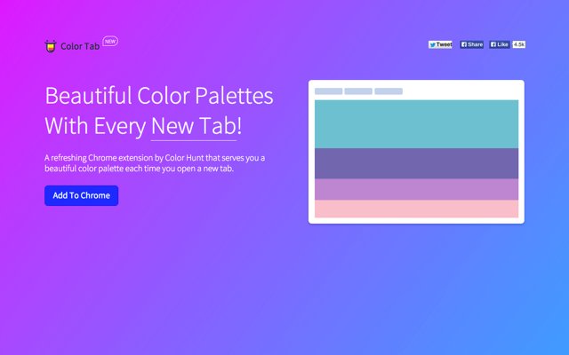 改造 Chrome 平淡分頁，Color Hunt 加入美麗調色盤配色建議