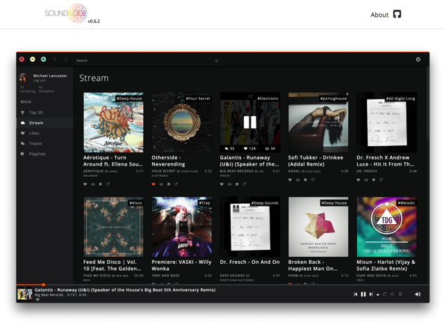 SoundNode 免費音樂播放器 SoundCloud 桌面版下載（Windows、OS X、Linux）