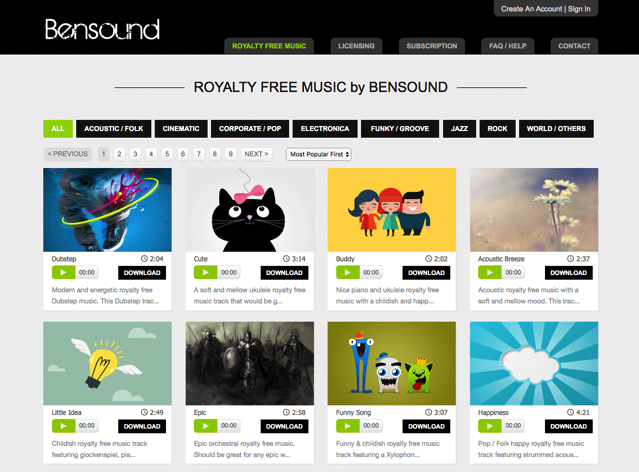 Bensound 免費下載 CC 授權背景音樂，獨特又不失品質創意作品