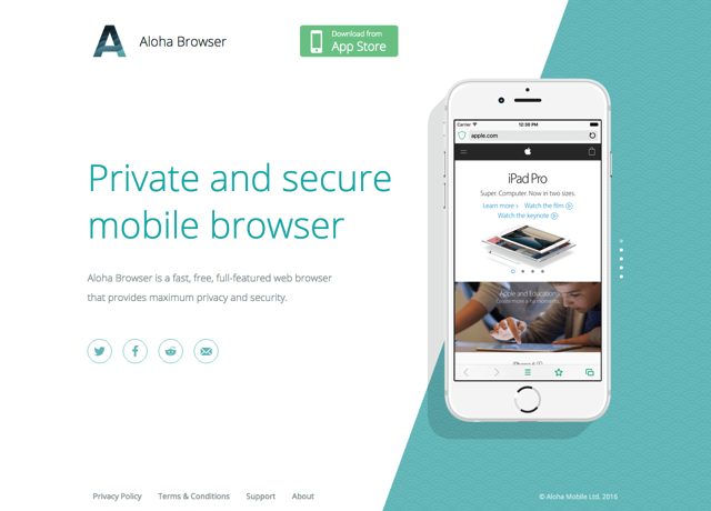 Aloha Browser 內建無限流量免費 VPN，主打安全隱私手機瀏覽器