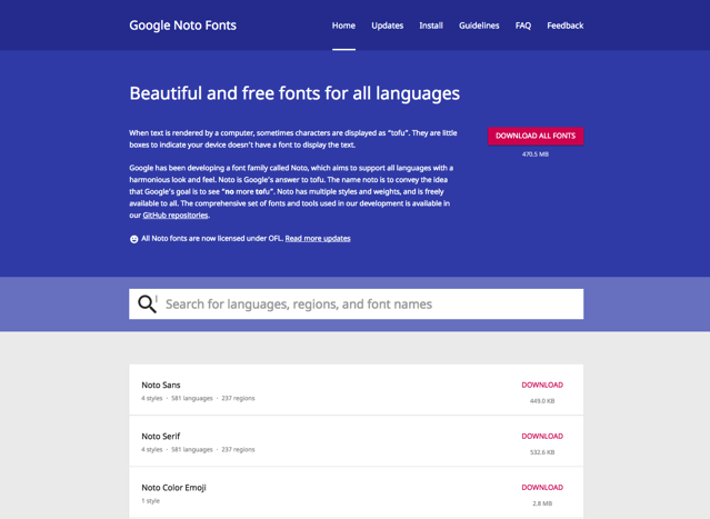 Google 宣布免費開源字型 Noto 已涵蓋世界所有語言、字元
