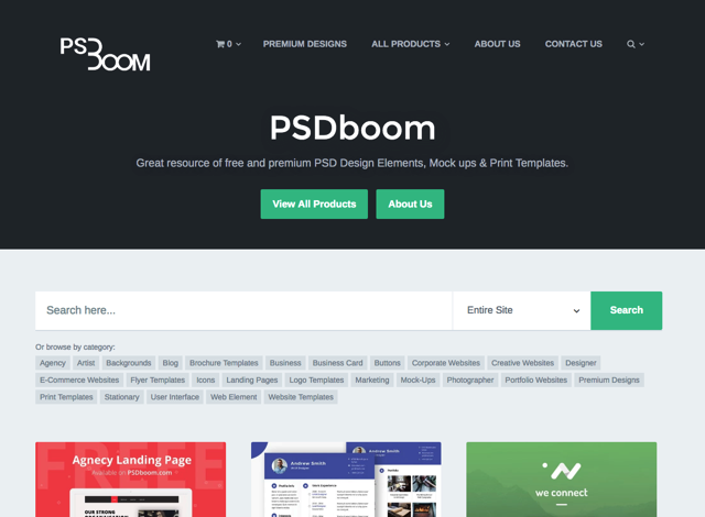 PSDBoom 免費 PSD 設計素材，收錄各式背景、網頁模版、LOGO 及印刷品下載