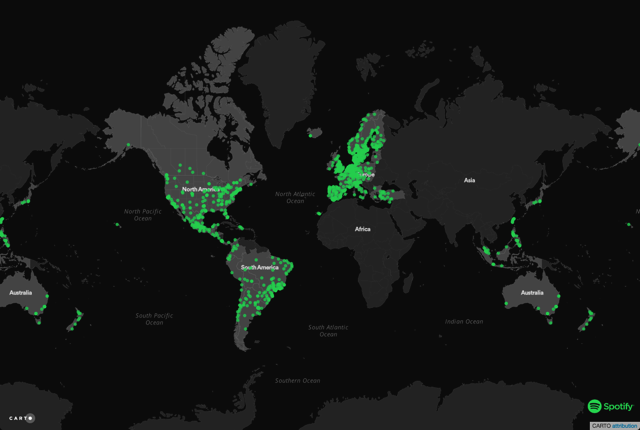 Spotify Musical Cities 從世界地圖找出各城市當前流行的音樂播放清單