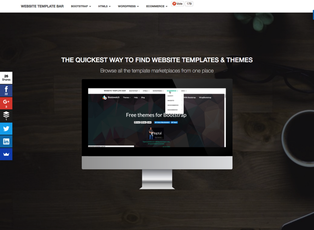 Website Template Bar 收錄各大免費網站模板、佈景主題一頁瀏覽