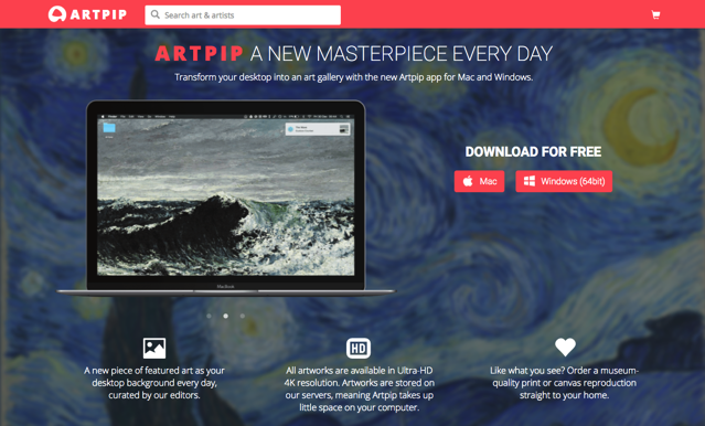 Artpip 讓你的電腦桌布變成藝廊美術館！自動下載更換各種藝術畫作