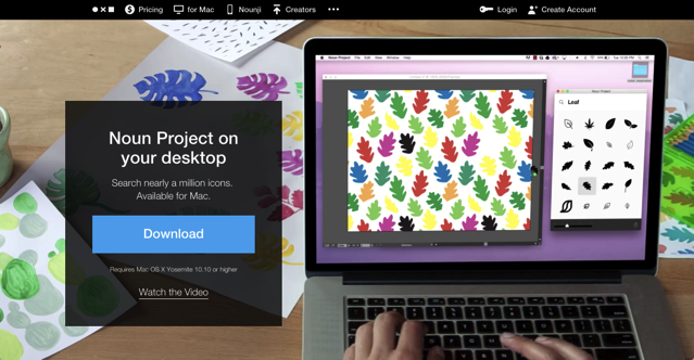 Noun Project for Mac 在桌面上快速搜尋免費圖示，免下載拖曳帶入應用程式