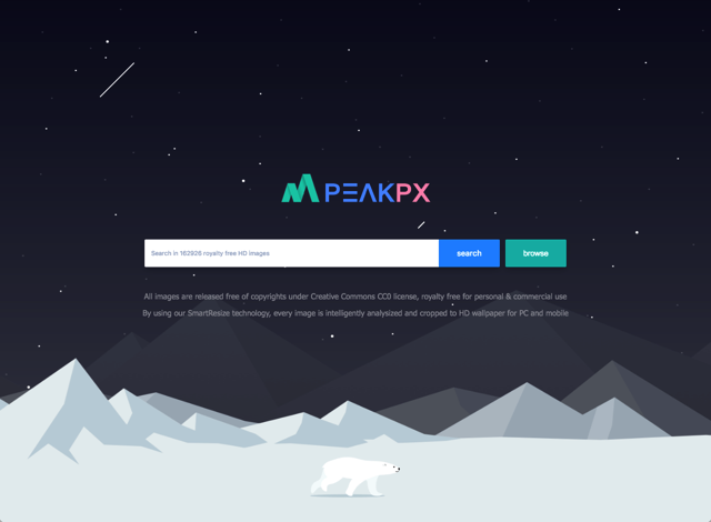 Peakpx 超過 16 萬張 CC0 高畫質免費圖庫下載，可線上裁切任何尺寸