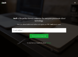 免費註冊 .tech 頂級網域名稱教學，價值 $49.99 美金學生限定