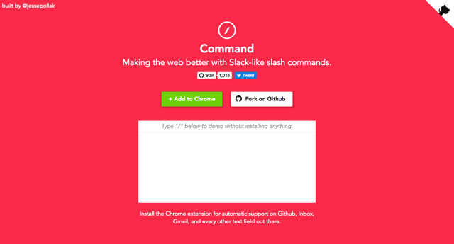 Command 為網頁加入類 Slack 快捷選單，可加入表情圖案、Giphy 動態圖（Chrome 擴充功能）