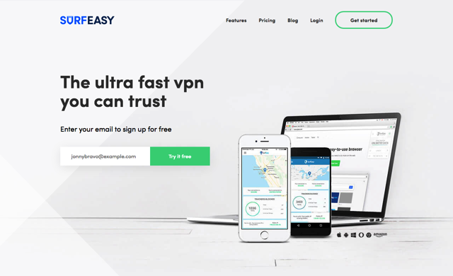 SurfEasy 免費 VPN 匿名上網工具，提供 15 個連線節點支援各種平台裝置