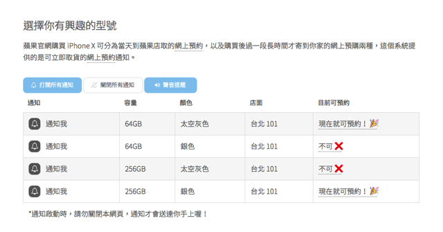 Taiwan iPhone X Notify