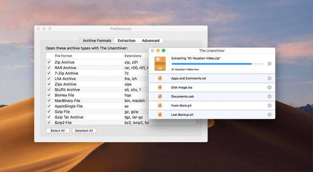 The Unarchiver 在 Mac 上可解壓縮 Rar、7-Zip 等常用格式的免費軟體