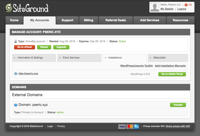 在 SiteGround 虛擬主機建立 WordPress 網站教學
