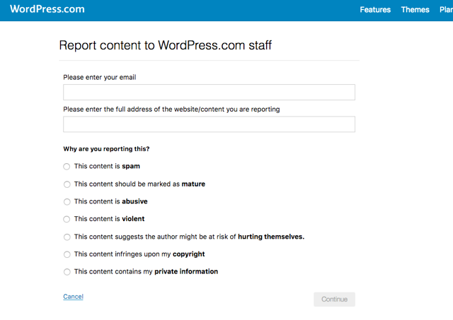 在 WordPress 免費網誌檢舉毀謗辱罵內容，交由官方審查下架刪除