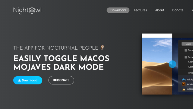 NightOwl 快速切換 macOS 淺深色模式，依照日出日落時間自動排程調整