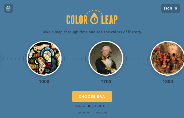 Color Leap 色彩時光機可查詢每個時代流行的配色組合