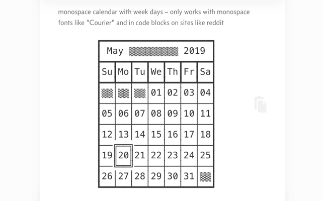 Unicode Calendar Generator