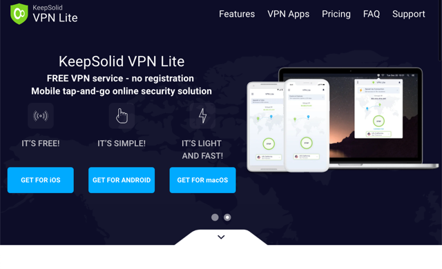 VPN Lite Without Registration 免費 VPN 支援 Mac、iOS、Android 無流量限制
