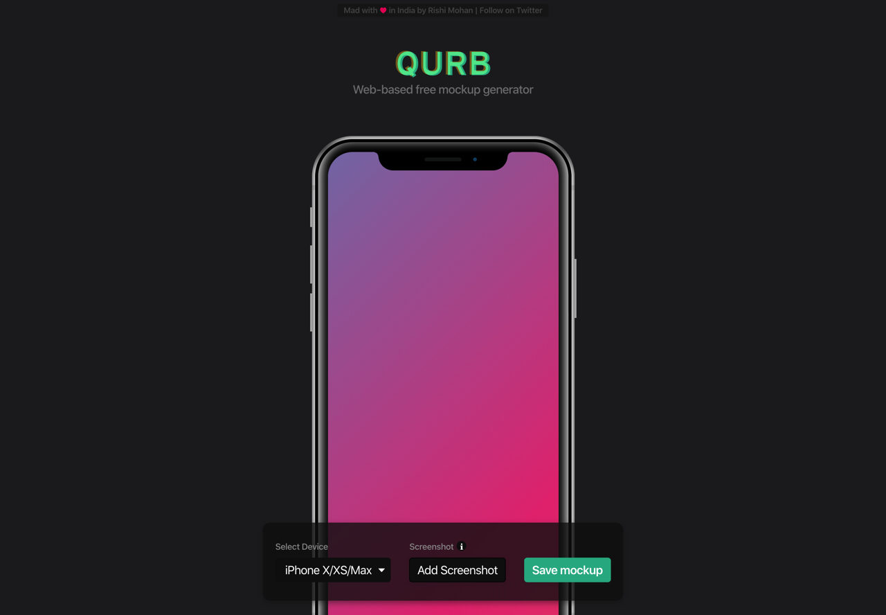 Qurb 線上 Mockup 產生器，擷圖套用 iPhone、MacBook 外框更有質感