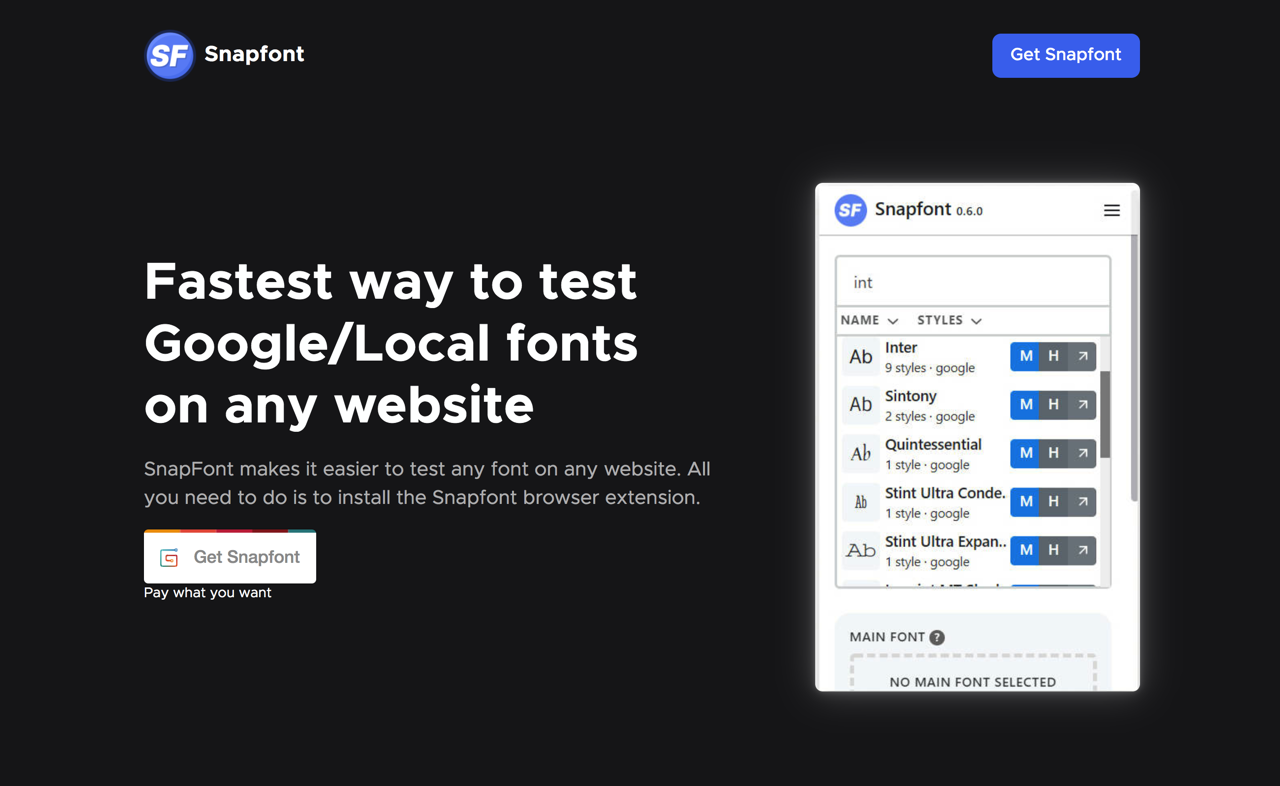 Snapfont 在網頁即時套用測試 Google Fonts 和本機字型顯示效果（Chrome 擴充功能）