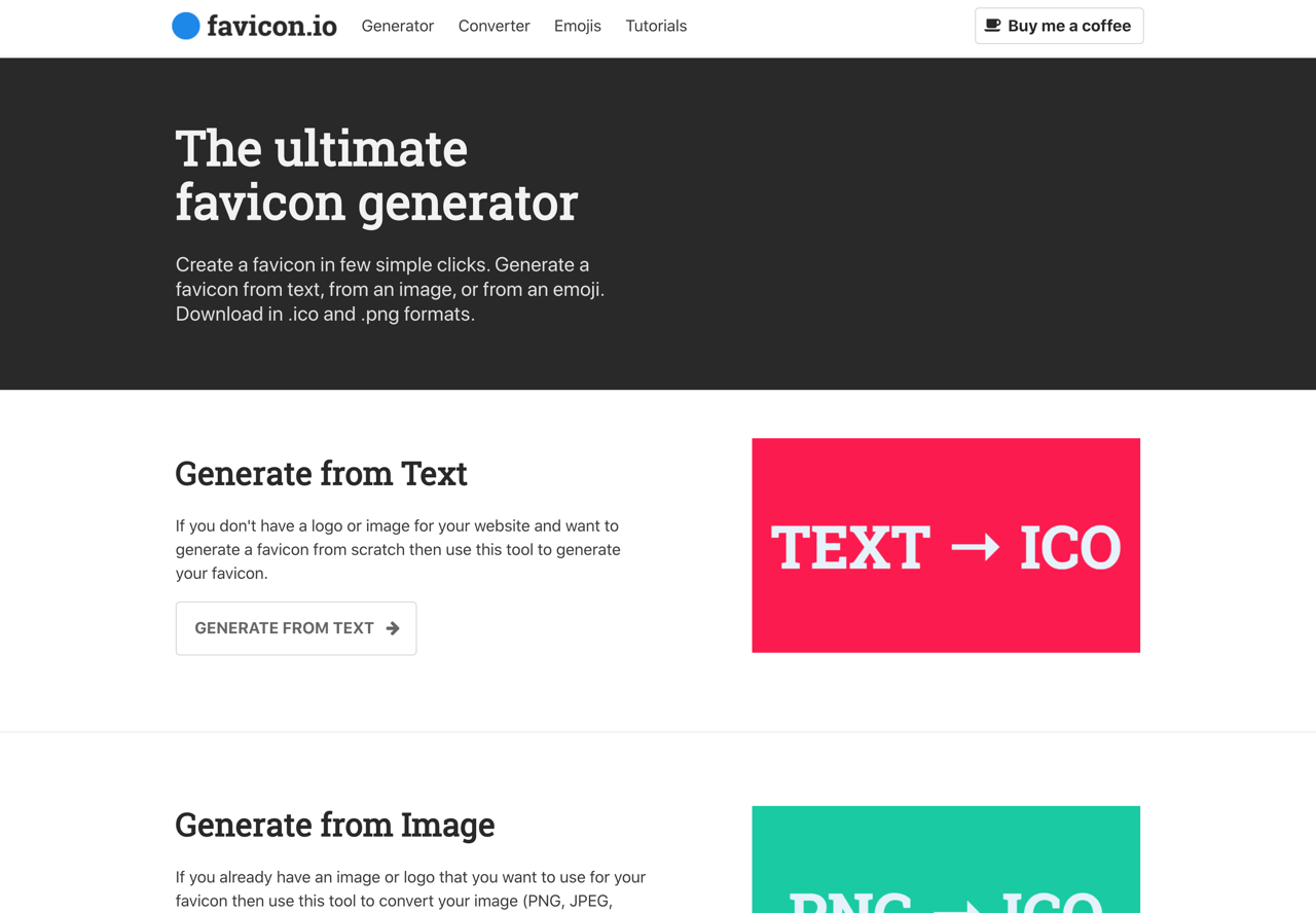 Favicon.io 最強大的網站圖示產生器，可線上文字製作或以圖片轉換