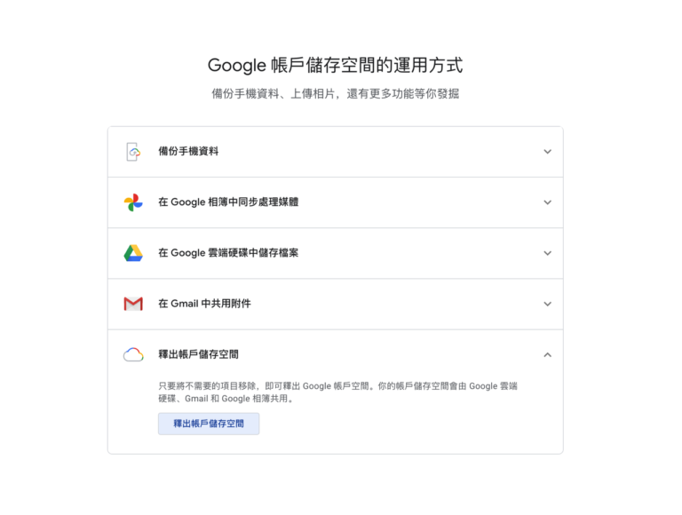 Google 全新儲存空間管理工具，從信箱和雲端硬碟釋出更多可用容量