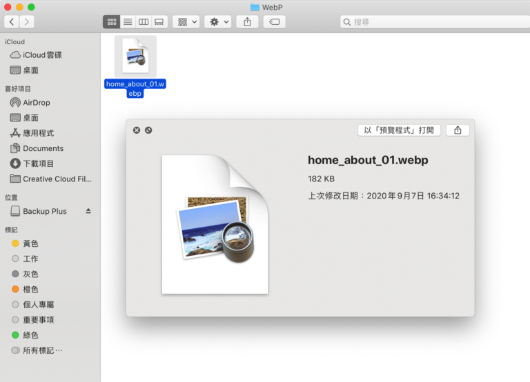 WebPQuickLook 讓 macOS 預覽程式支援 WebP 圖片格式