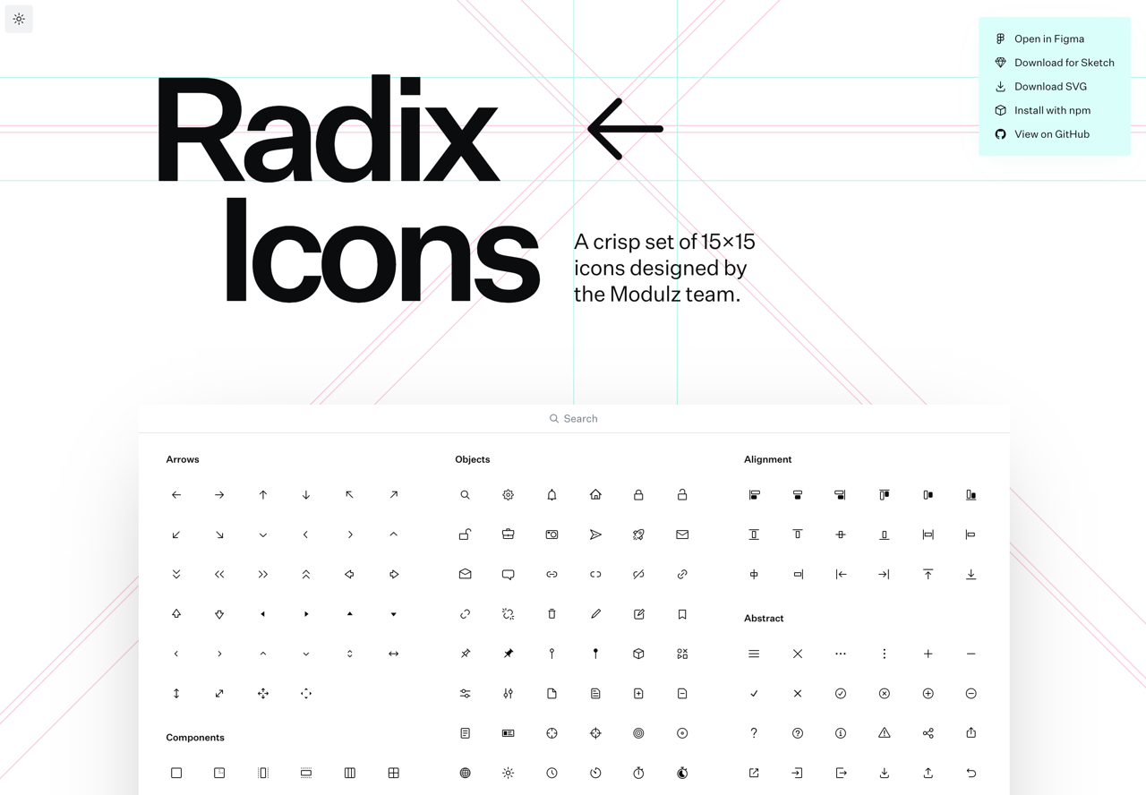 Radix Icons 小型 SVG 免費圖示集，Figma、Sketch 格式下載
