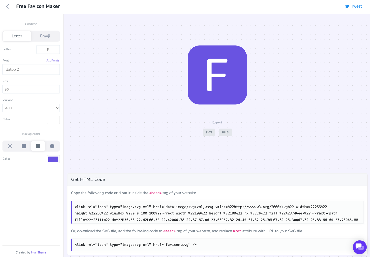 Formito 免費網站圖示 Favicon 產生器，以文字或表情符號線上製作圖案