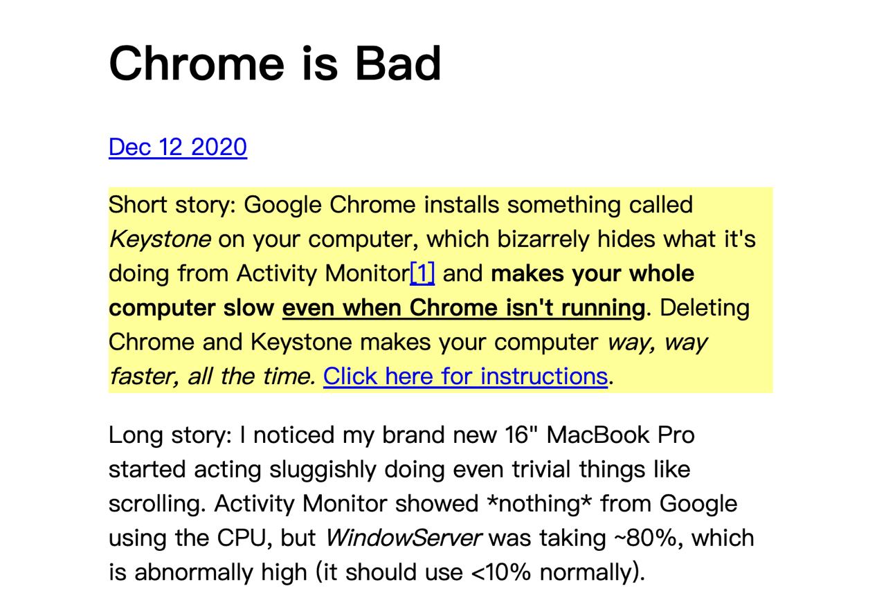 Chrome is Bad