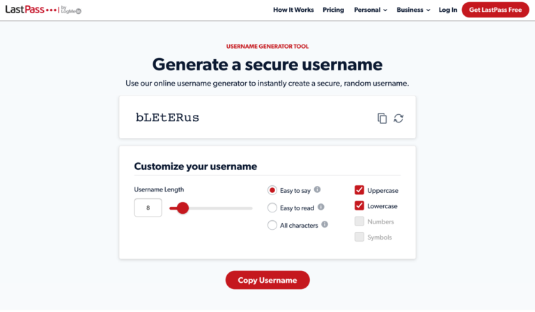 LastPass 隨機帳號產生器，搭配密碼管理工具更具隱私安全性