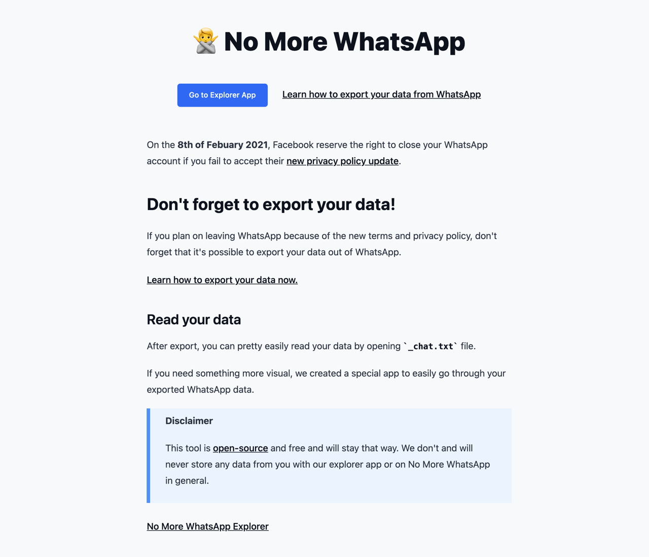No More WhatsApp