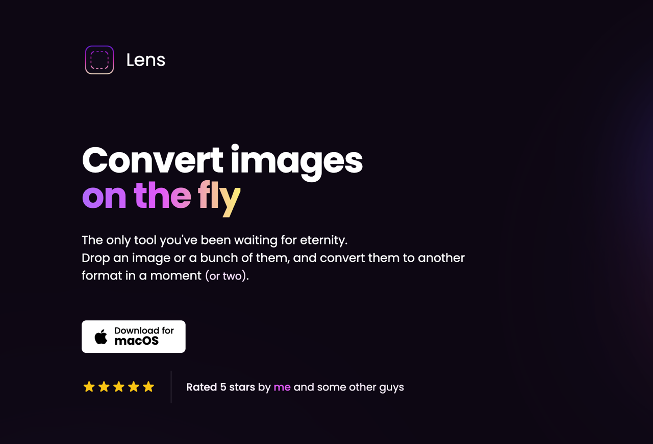 Lens 最簡單的 Mac 圖片轉檔程式，支援 JPG、PNG 和 GIF 可調整品質