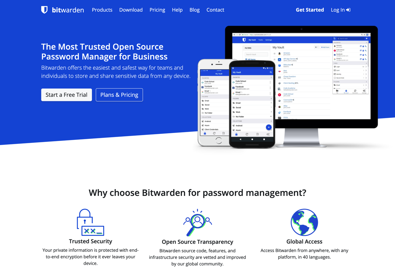 Bitwarden 開放原始碼免費密碼管理器，可匯入密碼檔支援常見瀏覽器