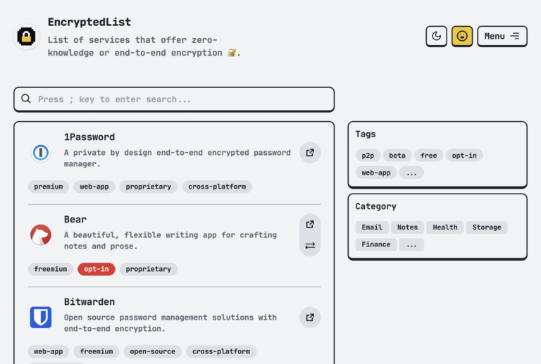 EncryptedList 更安全隱私的加密服務列表，尋找商業服務最佳替代方案