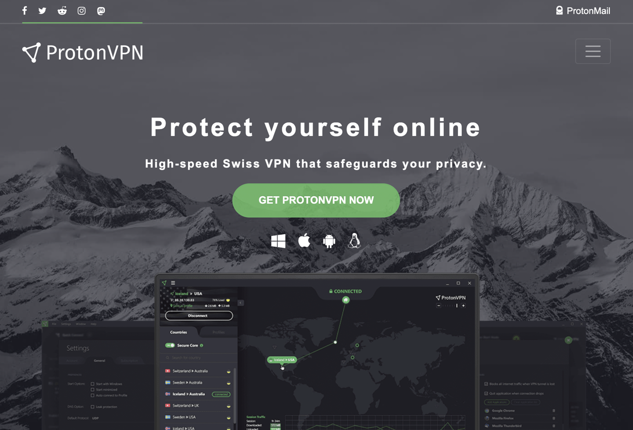 ProtonVPN 瑞士 VPN 服務商，強調安全隱私免費方案無流量限制