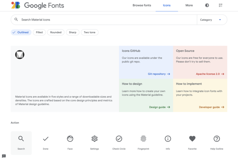 Google Fonts 推出 Material Icons 免費圖示字型，收錄兩千個圖案五種樣式